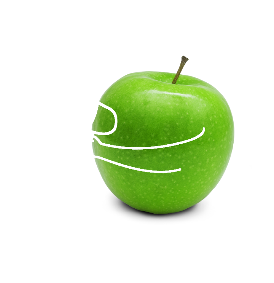 Green apple with an announcement